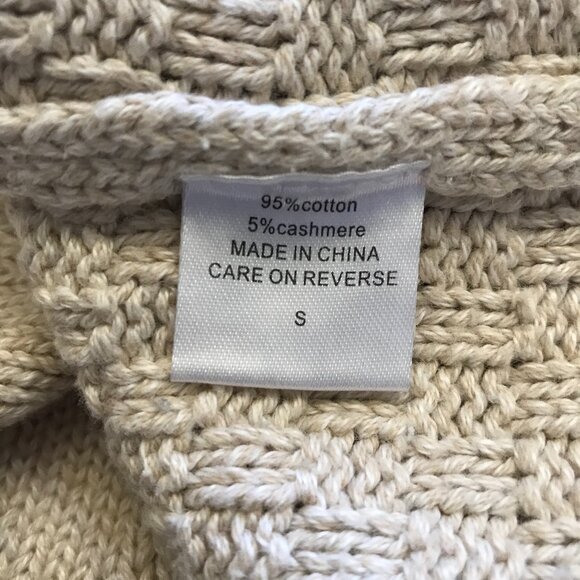 Burgess Cable Knit Fisherman Sweater Womens Small Cream Turtleneck Long Sleeve - Picture 6 of 12